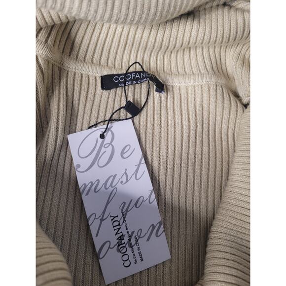 Coofandy Women Turtleneck Sweater Khaki Heavy Ribbed Knit NWT Sz M - Picture 3 of 3